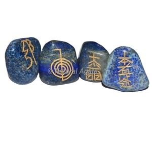 Mayorista del Set de Reiki Usui de Piedras Rodadas de Lapislázuli Mejor Valoradas y Gemas de Ágata Talladas - Product Image 1