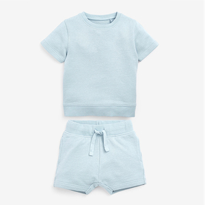Ensemble T-shirt et short en coton noir pour garçons avec logo imprimé sur le devant, tenue décontractée, taille élastique avec cordon de serrage - Product Image 3