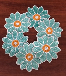 Posavasos bordados con cuentas personalizados al por mayor para exportación, cosidos a mano con cuentas de semillas y base de algodón, diseño personalizado - Product Image 2