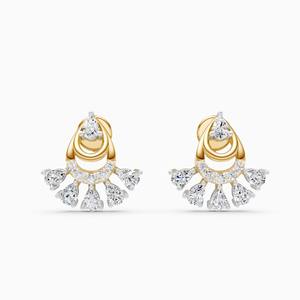 Pendientes de plumas opalinas con diamantes cultivados en laboratorio de 0,64 quilates en oro amarillo, blanco y rosa de 9 quilates - Product Image 3