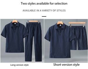 OEM Mens Linen Two Piece Set Short Sleeve Shirt <b>Pants</b> Loose Casual Breathable Summer Outfit Lightweight Thin Fit Clothing Set - Product Image 2