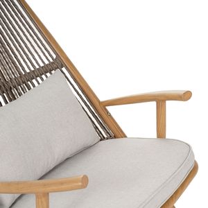 Ensemble de 2 chaises à bascule en fer avec finition érable et rotin PE gris - Product Image 3