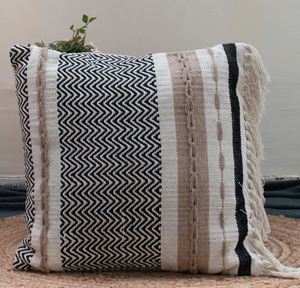 Cojín tejido de yute de algodón orgánico de lujo bohemio, funda de cojín con patrón de flecos de 20x20 pulgadas, sofá decorativo para dormitorio de Hotel y hogar - Product Image 3