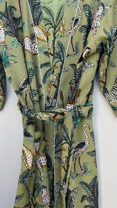 Bata de Baño Kimono de Algodón con Tejido Waffle y Estampado Floral para Spa y Descanso - Product Image 5