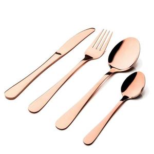 Juego de cubiertos de acero inoxidable con acabado cobrizo, 4 piezas, cuchara, tenedor y cuchillo, decoración de mesa para eventos y fiestas, libre de BPA y apto para lavavajillas. - Product Image 2