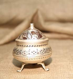 Pot de rangement vintage en cuivre et laiton fait main avec couvercle, boîte à bijoux décorative, pot à bonbons, conteneur de décoration d'intérieur traditionnel de luxe - Product Image 3