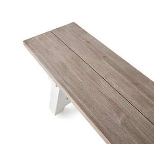 Banco de patio exterior de madera de teca maciza, banco de jardín minimalista sin respaldo, banco largo de madera, muebles de teca resistentes a la intemperie - Product Image 4