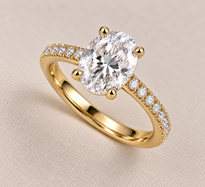 Oval Moissanite Engagement <b>Ring</b> Gold Plated Pave <b>Set</b> Claw Band Wedding Anniversary Jewelry <b>for</b> <b>Women</b> - Product Image 5