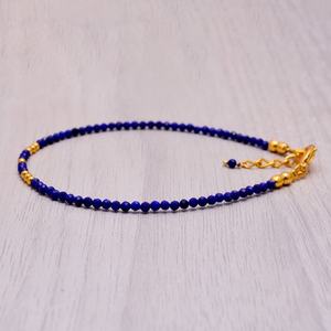 Pulsera con Dijes de Lapislázuli, Gema Facetada Delicada, Plata de Ley 925, Chapado en Oro de 14K, Joyería de Cristal Azul Natural, Regalo - Product Image 1
