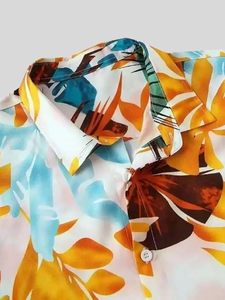 Chemise décontractée en rayonne pour homme, coupe ample, boutonnée, chemises d'été pour homme |   Imprimé élégant |   Manches courtes - Product Image 2