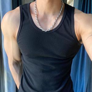Débardeurs de sport blancs imprimés pour hommes, débardeurs et maillots de corps ajustés pour hommes, vêtements de sport pour hommes sur mesure en gros - Product Image 3