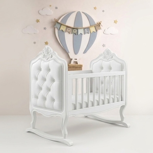 BED COT CARVED <b>MAHOGANY</b> NURSERY FURNITURE HANDMADE FROM INDONESIA AQM951 - Product Image 1