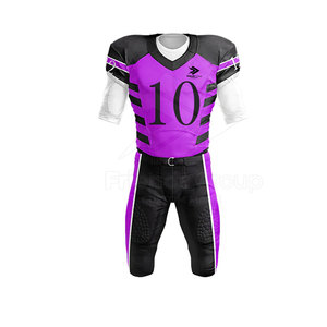 Ensemble d'uniformes de football américain pour hommes, nom d'équipe personnalisé, imprimé par transfert thermique, tissu 100% polyester, durable, respirant, col en V - Product Image 6