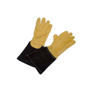 Gants de soudage TIG MIG en cuir de chèvre blanc et cuir croûte jaune, résistants à la chaleur, avec doublure ignifuge pour hommes, vente en gros - Product Image 5