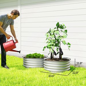 Set di 2 Fioriere in Metallo Argento 2FT X 2FT X 1FT, Facili da Montare, Aiuole Rialzate con Bordo di Sicurezza, Forniture da Giardino - Product Image 3