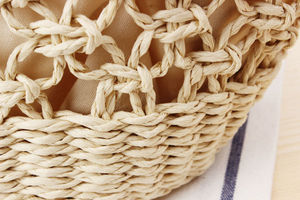 Complete your favorite sophisticated outfits using this lovely Natural yarn bag featuring a stylish mesh <b>top</b> and solid base - Product Image 2