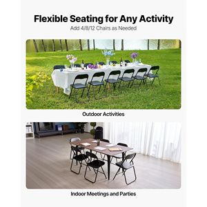 Set di 4 Sedie Pieghevoli con Telaio in Metallo Resistente e Cuscino Imbottito, Tavolo Portatile Pieghevole in Pelle - Product Image 4