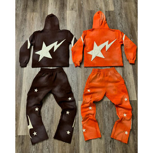 Custom Sun Fade Patched <b>Embroidery</b> Printed Tracksuit Premium Quality Zip Up Oversized Hoodie & Joggers For Streetwear For Unisex - Product Image 6
