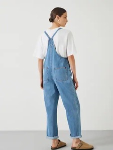 Salopette en jean tendance pour femme, coupe ajustée, douce et confortable, bretelles réglables, tenue décontractée streetwear - Product Image 3