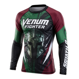 เสื้อรัดกล้ามเนื้อแขนยาวพิมพ์ลายแบบซับลิเมชั่น แห้งเร็ว สำหรับผู้ชาย ยี่ห้อ Venum Fighter พร้อมโลโก้แบบกำหนดเอง - Product Image 2