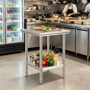 Commercial Stainless Steel Work <b>Table</b> 24x24x31 Inch Heavy Duty <b>Kitchen</b> <b>Prep</b> <b>Table</b> with Adjustable Lower Shelf - Product Image 3