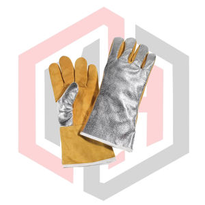 <b>Heat</b> Resistant Anti-static Silicone-Free Gloves Split Leather Aluminized <b>Back</b> Anti-Slip Tear-Resistant Breathable Gloves - Product Image 1