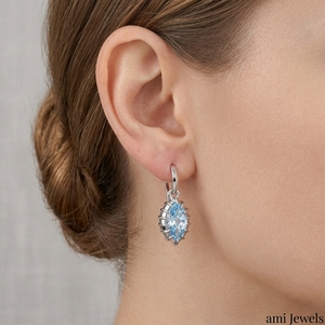 Elegantes Pendientes de Aro de Oro Blanco de 14K con Diamante Cultivado en Laboratorio para Mujer - Regalo Elegante para Uso Diario y Fiestas/Bodas - Product Image 5