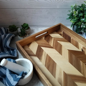 Plateau de service élégant en bois naturel, plateau rectangulaire en bois massif pour le café, le pain, le thé de l'après-midi, les collations, la cuisine, la maison au meilleur prix - Product Image 4