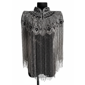 Châle Cape Vintage à Franges Perlées pour Invitée de Mariage, Tenue de Soirée, Spectacle Scénique, Banquet, Fête, Style Formel, Vêtements pour Femmes, Tailles Variées - Product Image 1