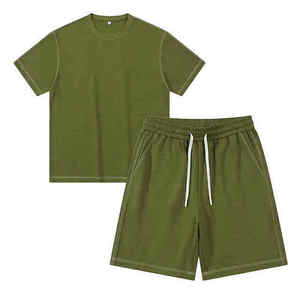 Men's Summer Breathable T-shirt and Shorts <b>Set</b> 100% Cotton - Product Image 1