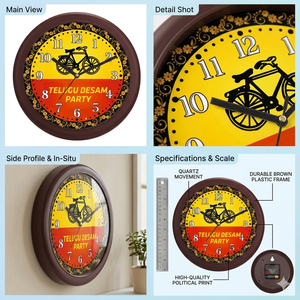 นาฬิกาศิลปะลายตราสัญลักษณ์แห่งชาติ - ผลิตภัณฑ์สำนักงานส่งเสริมการขายแบบปรับแต่งได้สำหรับวันแม่ วันพ่อ และวันฮาโลวีน - Product Image 2