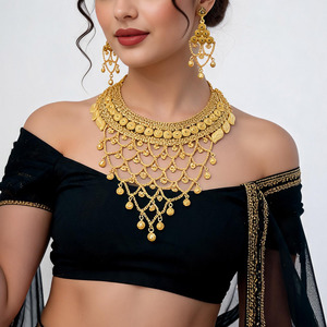 Collares de oro de 14K, 18K, 24K al por mayor, estilo red de oro con detalles florales, monedas y cuentas colgantes, joyería de moda - Product Image 2