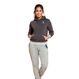 Women's <b>Charcoal</b> Pullover Hoodie and Light Grey <b>Jogger</b> Pants Two Piece Casual Athletic Tracksuit Set - Product Image 5