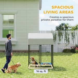 Caseta para Perros de Exterior Reforzada de 4FT x 4FT x 6FT con Techo, Corral de Alambre Soldado Tamaño XL con Cerradura a Prueba de Escapes - Product Image 3
