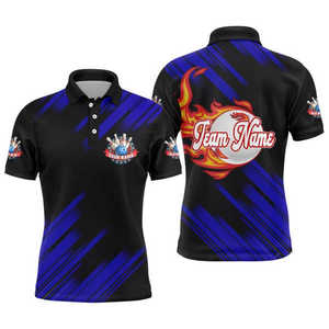 Good Quality Short Sleeves <b>Bowling</b> Polo Shirts Plus Size 100% Polyester Unisex Polo Shirts Custom Team Name - Product Image 5