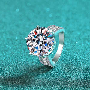 Bague en argent sterling avec diamant rond brillant de 10 carats cultivé en laboratoire, couleur G, pour bijoux de fiançailles pour femmes - Product Image 5