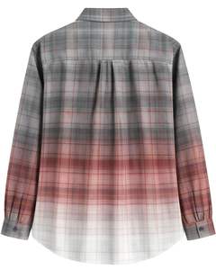 Chemise en flanelle à carreaux gris rouille ombré personnalisée pour femme, à manches longues, boutonnée, décontractée, en mélange de coton, pour l'automne et l'hiver - Product Image 2