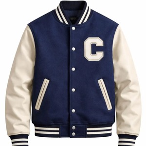 Latest Casual Canvas Varsity <b>Jacket</b> OEM Outdoor Winter Chenille Patch Embroidered Front Waterproof Breathable Windproof Mandarin - Product Image 1