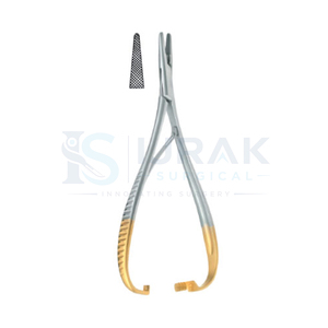 Portaagujas Castroviejo de Acero Inoxidable con Punta de Seguridad, Pinza Quirúrgica Manual Curva y Recta con Patrón de Dientes para Uso Dental - Product Image 1