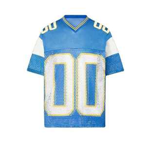 Custom Printed <b>Short</b> Sleeve American Football Jersey <b>Mesh</b> Polyester Streetwear with Moisture-Wicking & Breathable Features - Product Image 1