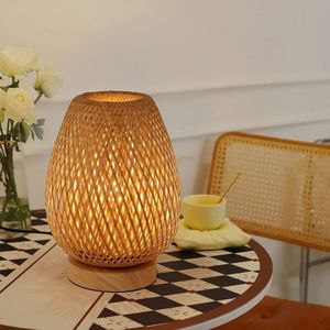 <b>Bamboo</b> <b>Table</b> <b>Lamp</b> Handwoven Design Simple Modern Design Dimmable Creating Warm Ambient Lighting for Bedrooms Living Spaces Decor - Product Image 5