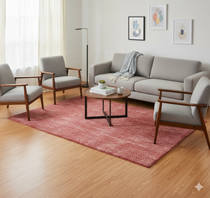 Tapis plat rouge côtelé épais à prix d'usine | Tapis Kilim de zone de style nordique/bohème | Tapis à poils de boucle lavable et antidérapant - Product Image 1