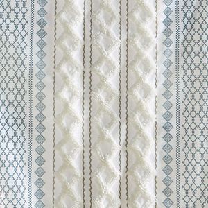 Pannello tenda stampato a righe in ciniglia di cotone con fodera a pannello singolo mantovana - Product Image 6