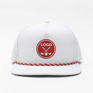 Gorra Snapback de 6 Paneles con Visera Plana, Estilo Golf/Tenis, Logotipo Personalizado de PVC/Goma, con Cuerda, Orificios Cortados con Láser, Impermeable, Spandex, para Exteriores - Product Image 1