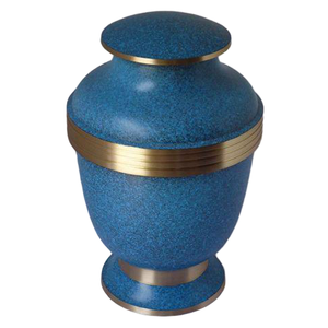 Urnes funéraires pour adultes en laiton de haute qualité avec bande gravée, finition or et vert, pour cendres humaines. - Product Image 5