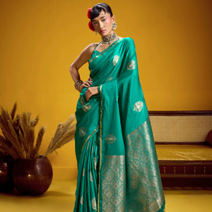 Pure <b>Satin</b> Silk Saree With Zari Weaving Heavy Rich Pallu Sarees Party Wear Wedding Indian Silk For Wedding - Product Image 1