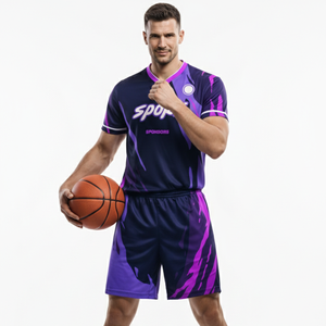 Uniforme de Fútbol y Baloncesto Personalizado con Nombre de Equipo, Camiseta Transpirable de Cuello en V y Manga Corta con Pantalones Cortos en Color Personalizado al por Mayor - Product Image 3
