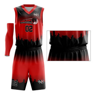 Tenue de basketball de haute qualité, confortable, à manches courtes, ensemble de maillots de basketball au meilleur design en rouge. - Product Image 4