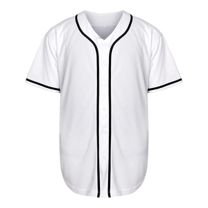 Camiseta de Béisbol Blanca de Manga Corta con Botones al Frente, Unisex, Transpirable, de Poliéster, Deportiva, para Adultos, Corte Regular, Color Sólido - Product Image 1
