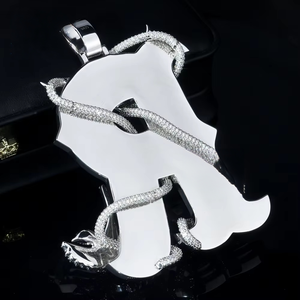 Collar con colgante de letra R para hombre, plata 925, moissanita, con incrustaciones, collar llamativo con inicial de lujo, regalo para él, joyería elegante - Product Image 6